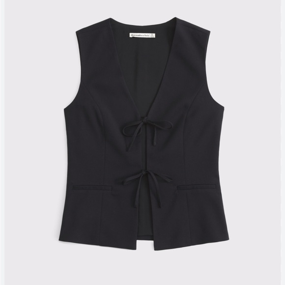 Abercrombie & Fitch Black Tie-Front Tailored Vest size S Preppy - Picture 4 of 11